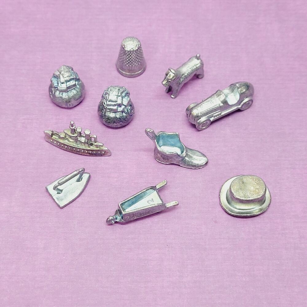 Monopoly Game Tokens 10 Pieces Including 2 Money Bag Token